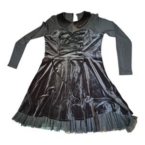 Blackmilk Velvet mesh longsleeve corset skater dress